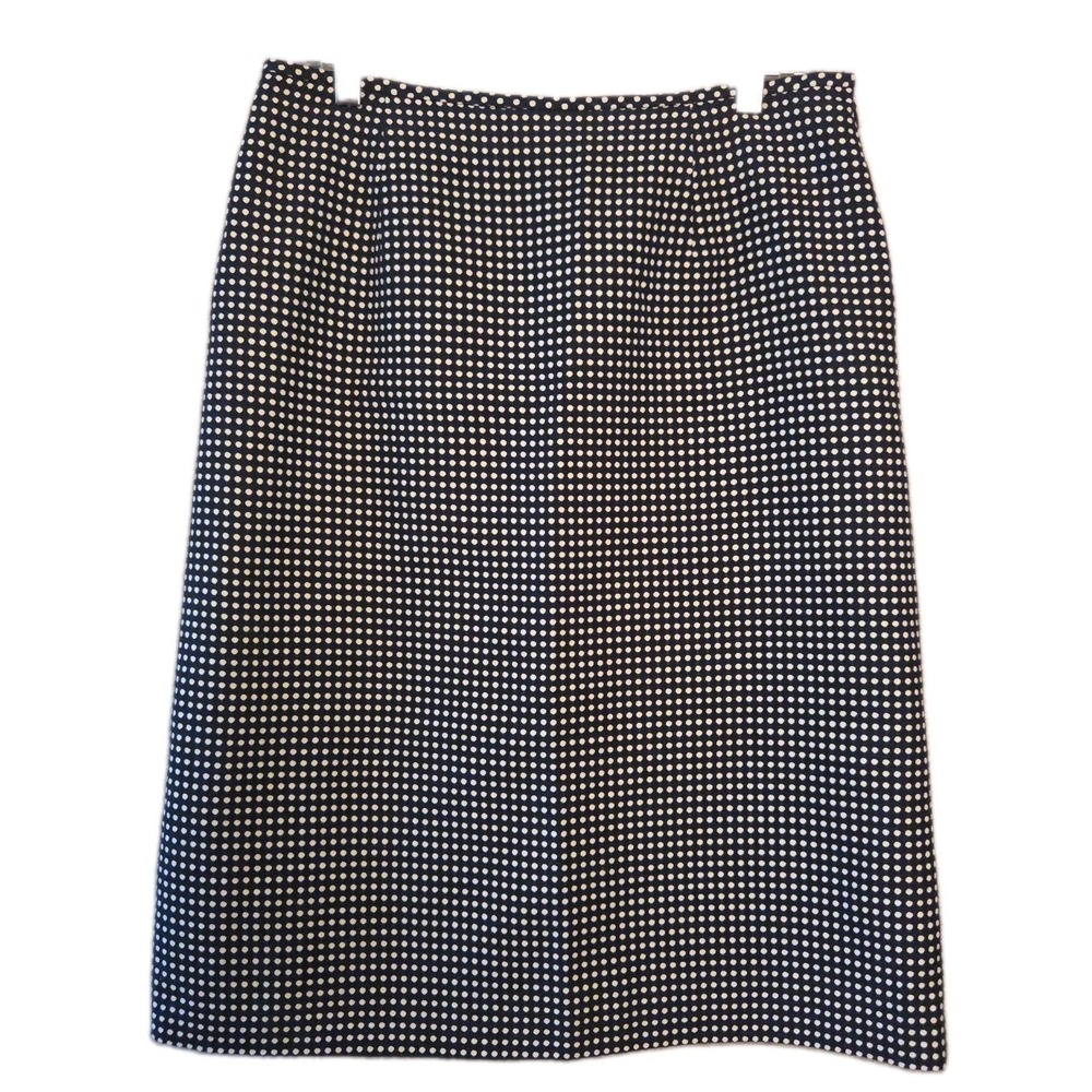 Collections/ Le Suit Skirt Womens 12 100% Cotton Black White Polka Dot Career